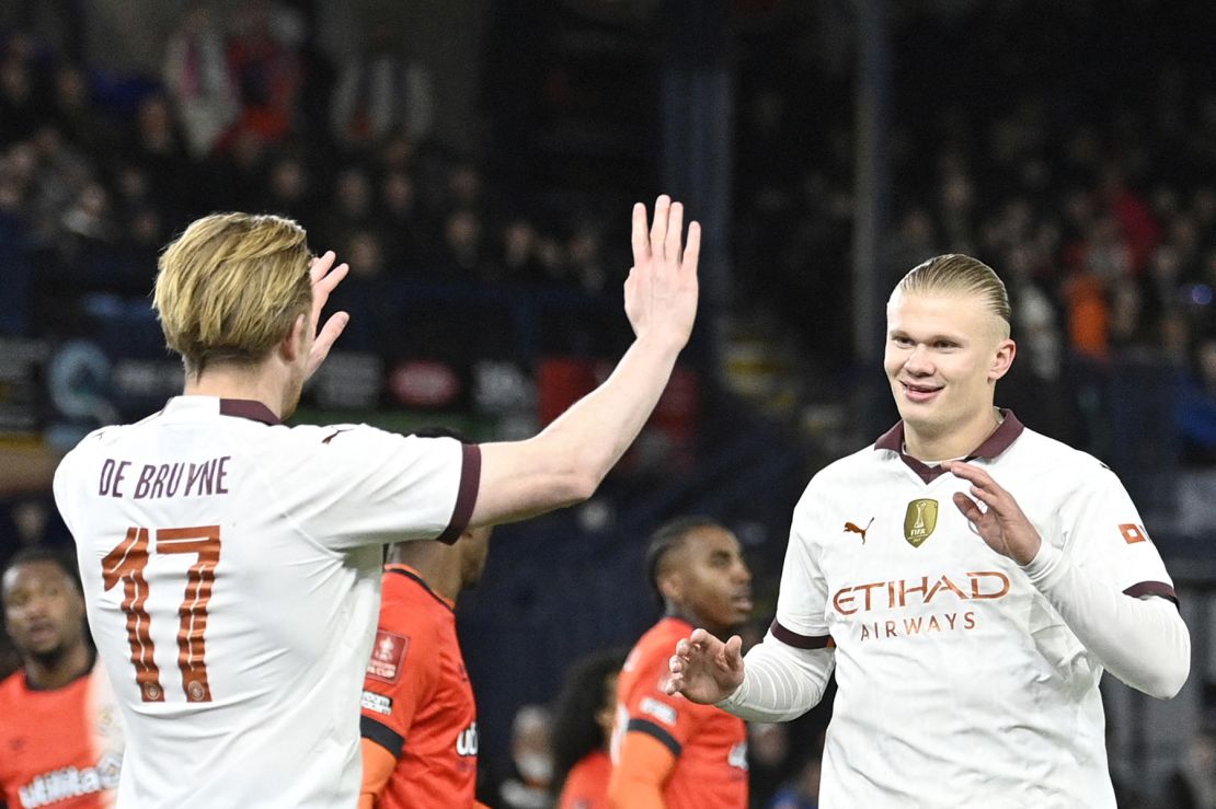 Kevin De Bruyne provided four assists for Haaland on an exciting night for Manchester City.