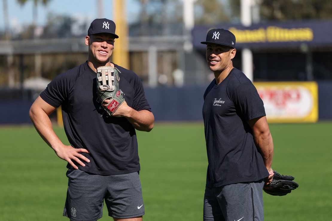 Judge (left) and Stanton (right) participate in preseason workouts.