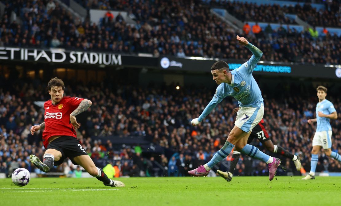 Foden strikes for a second time against United.