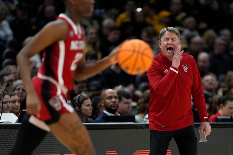 North Carolina State head coach Wes Moore directs his team during the second half.