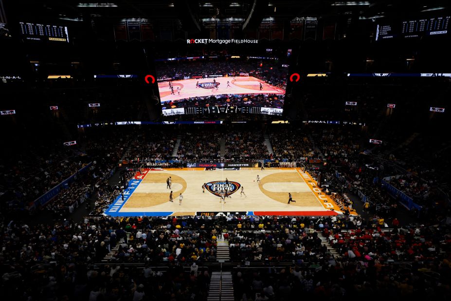 The Rocket Mortgage FieldHouse is pictured in the first half of Iowa's game against UConn.