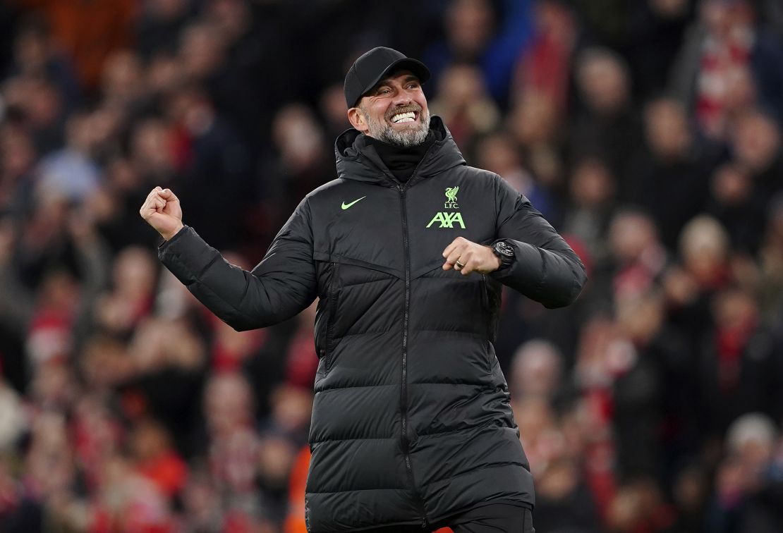 Klopp celebrates after the drubbing.