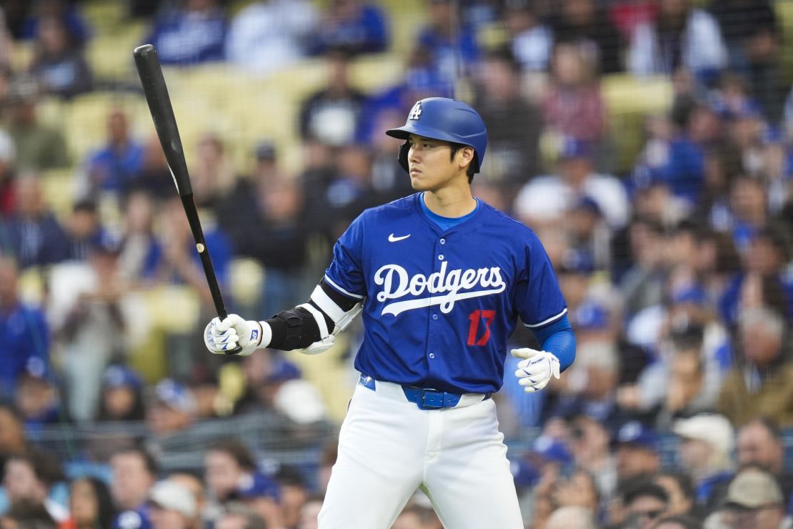 Ohtani prepares to bat against the Los Angeles Angels on Monday.