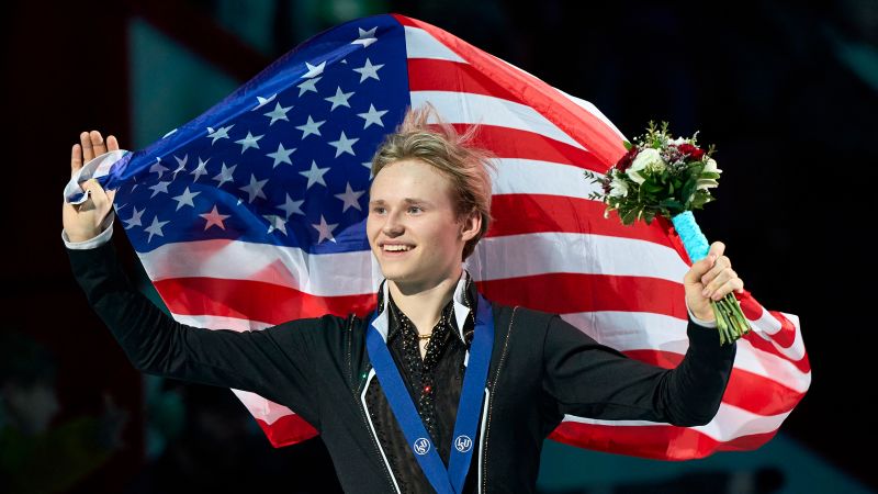 Record-breaking American teen Ilia Malinin lands quadruple axel as he wins first ever World Figure Skating title