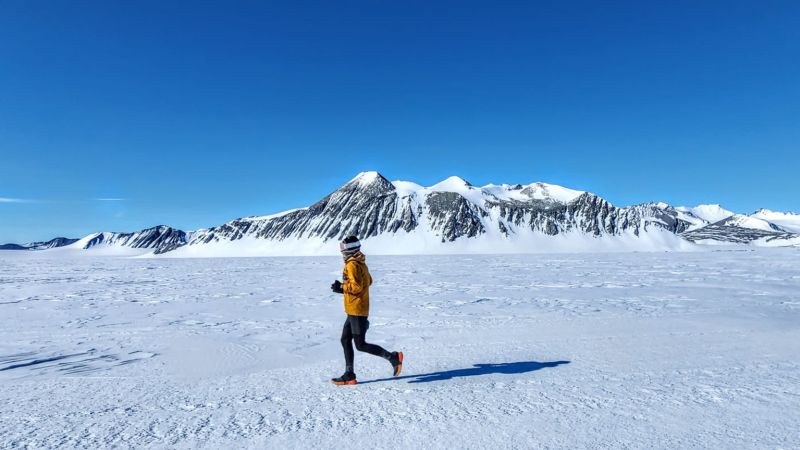 She battled sub-zero temperatures and ferocious winds to record the longest-ever run in Antarctica