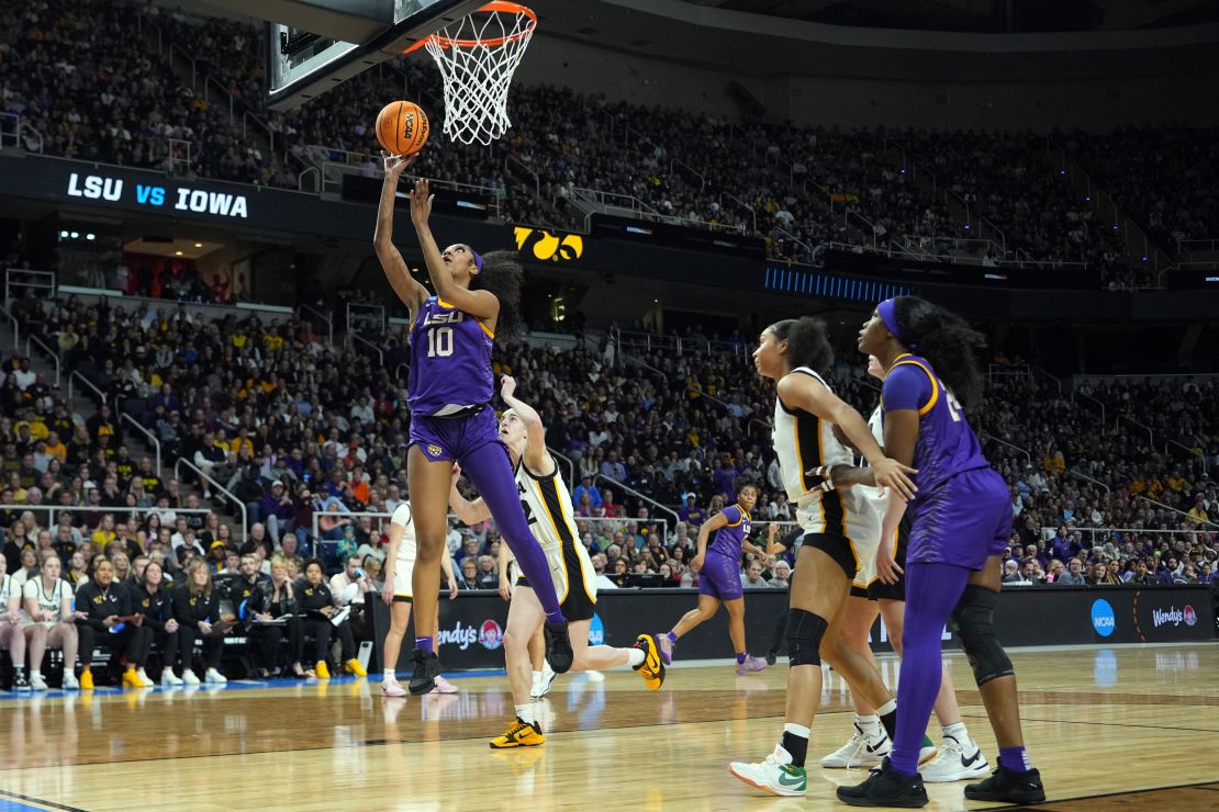 Reese shoots against Iowa in the Elite Eight of this year's women's NCAA tournament.