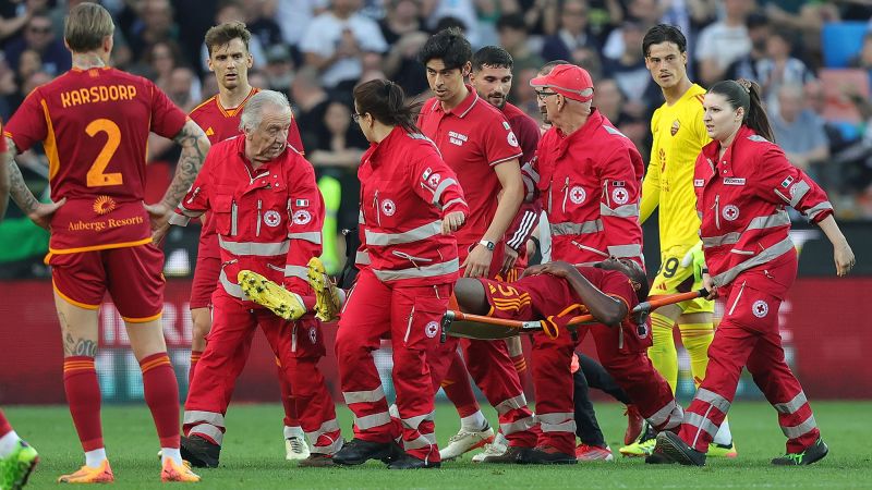 Italian football match abandoned after Roma player suffers ‘medical emergency’