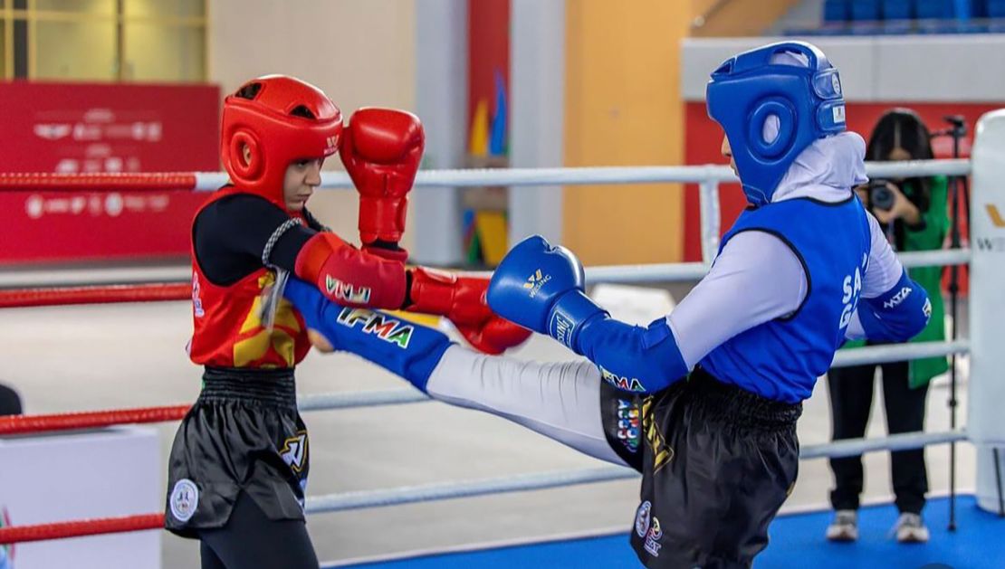 Alsaif (right) competed in Muay Thai prior to MMA.