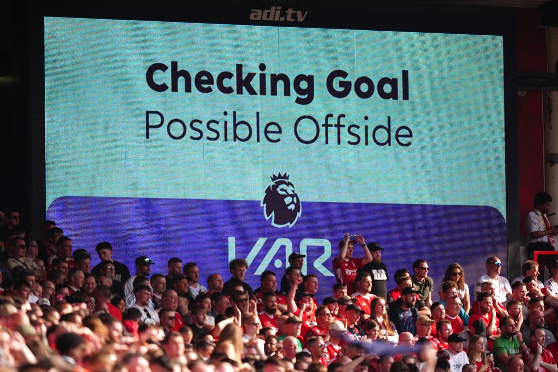 A VAR check for possible offside on a goal scored by Nottingham Forest's Willy Boly against Chelsea earlier this year.