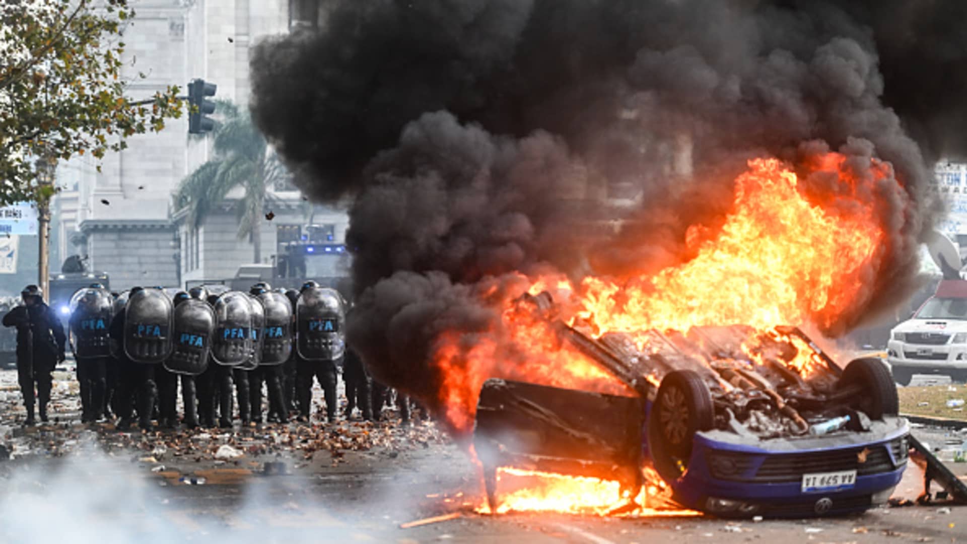 Argentina’s Senate passes Milei’s economic reform bill as protesters clash with riot police