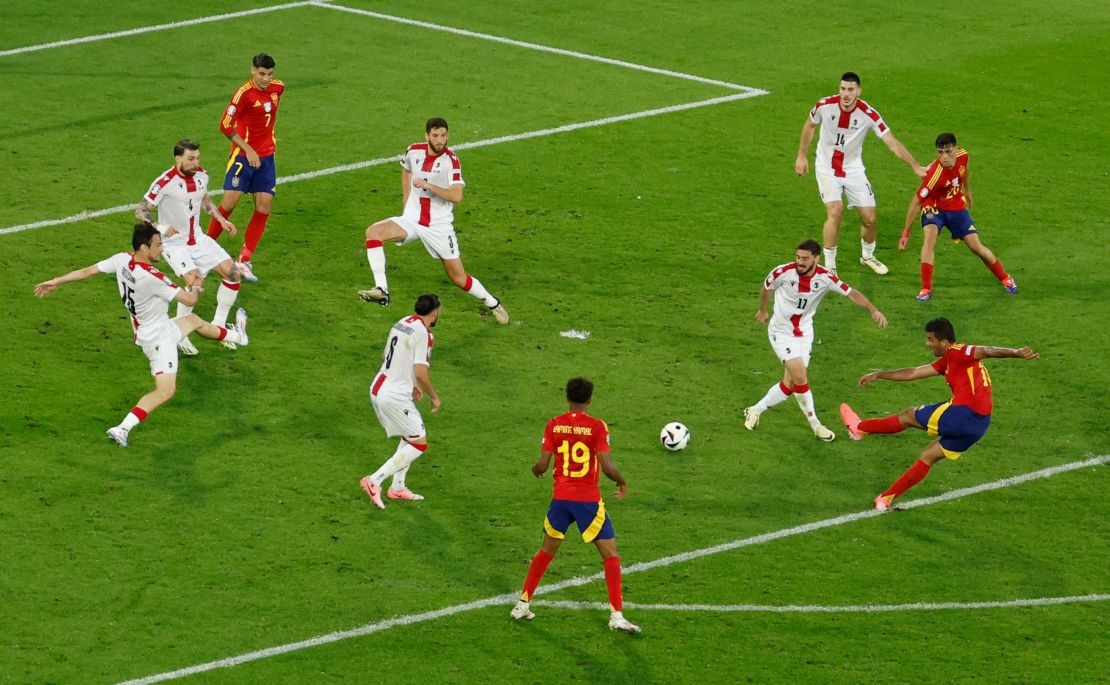 Rodri equalized for Spain with a brilliant left-footed strike.