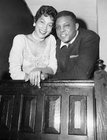 Margherite Wendell poses with Mays, hours after their wedding at her home in East Elmhurst, New York, on Feburary 14, 1956. The couple was married from 1956 until their divorce in 1963.