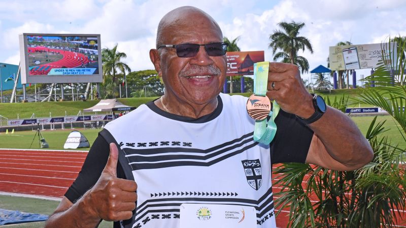 Fiji Prime Minister Sitiveni Rabuka, 75, wins bronze medal at the Oceania Athletics Championships