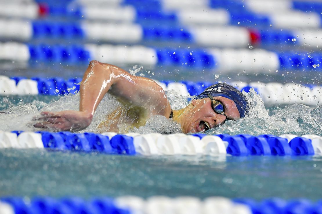 Lia Thomas is on her way to winning the 500-yard freestyle during the NCAA championships in March 2022.