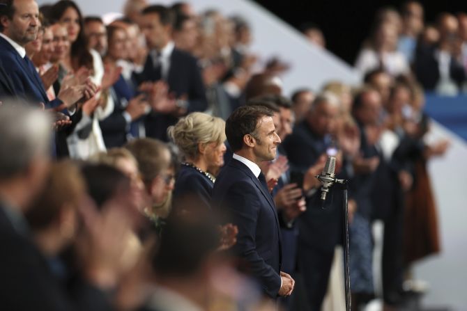 French President Emmanuel Macron attends the opening ceremony.