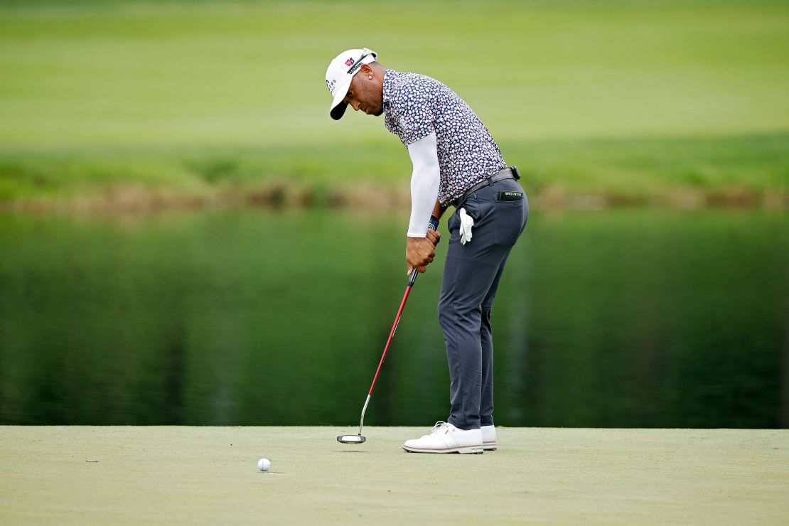 Mack putts at the Korn Ferry Tour's 2023 Price Cutter Charity Championship at Highland Springs Country Club in Springfield, Missouri.