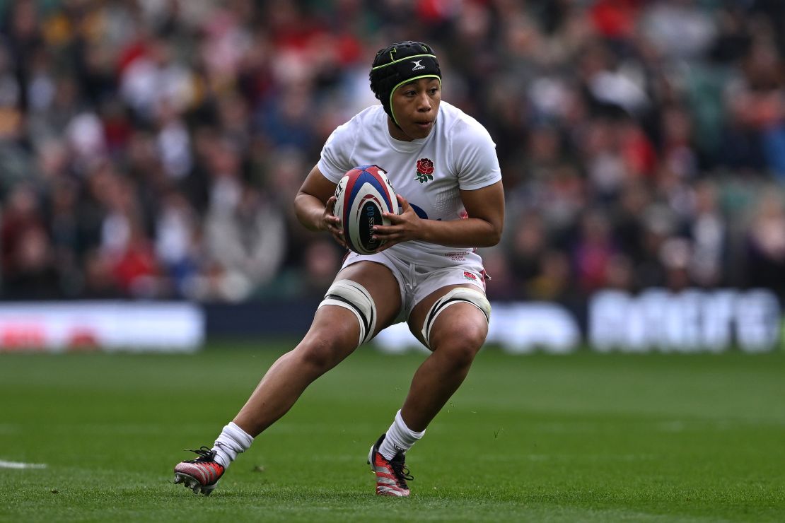 Kabeya in action during the Six Nations 2024 match between England and Ireland at Twickenham in London.