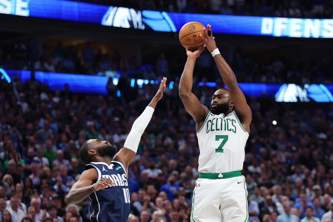 Boston's Jaylen Brown, right, scored 30 points in Wednesday's game.