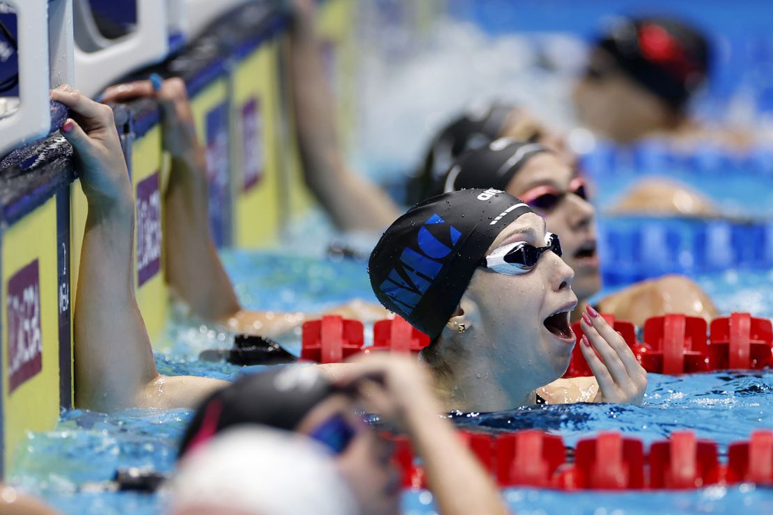 Walsh reacts to breaking a world record.