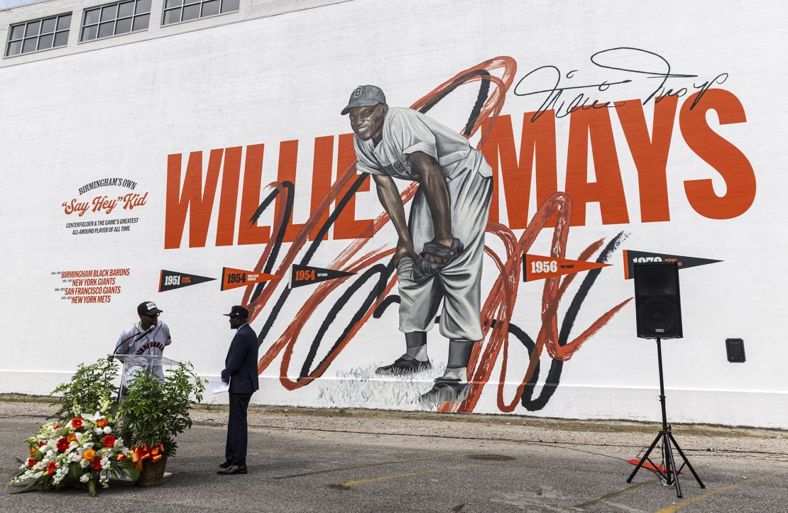 A mural of Mays was unveiled in Birmingham, Alabama, on Wednesday.