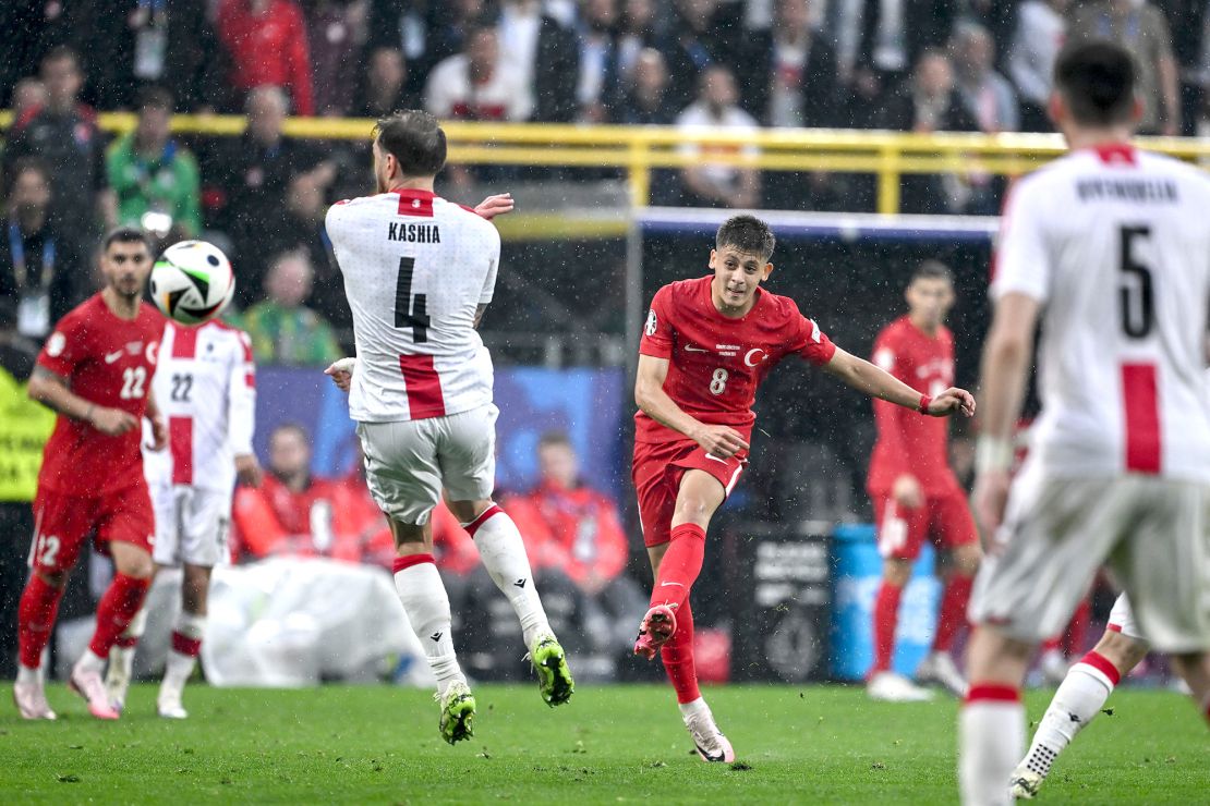 Güler scores his long-range goal against Georgia.