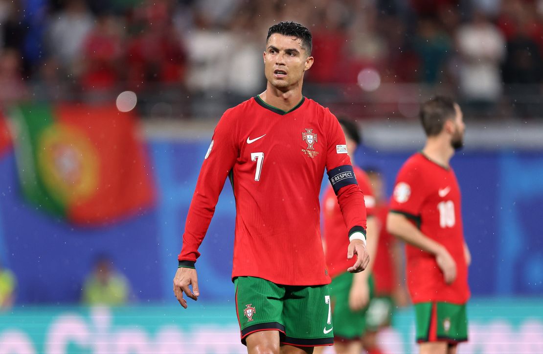 Ronaldo looks on during Portugal's opening match of Euro 2024 against Czech Republic.