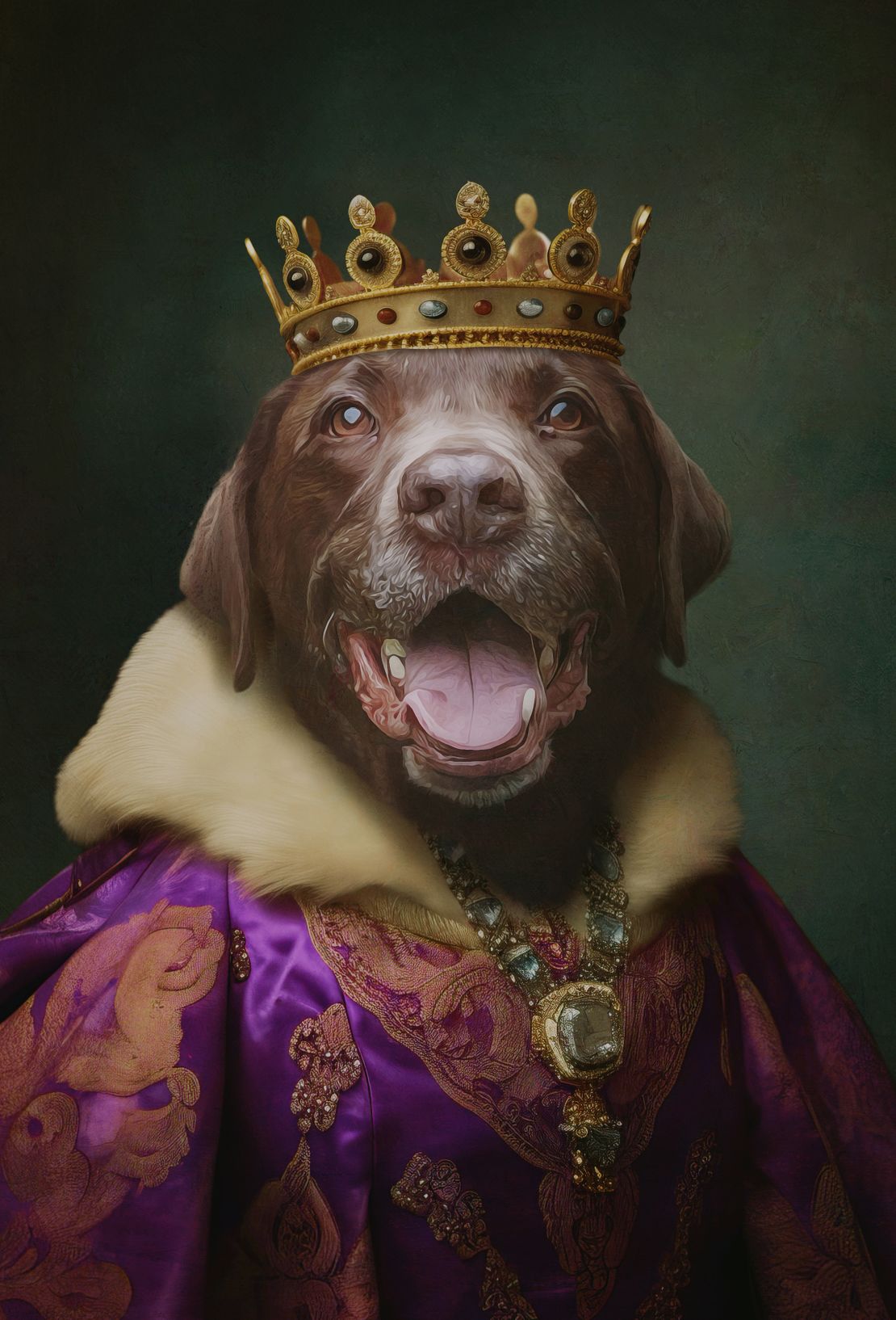 Harry Kane's Labrador was pictured with a crown and cloak.