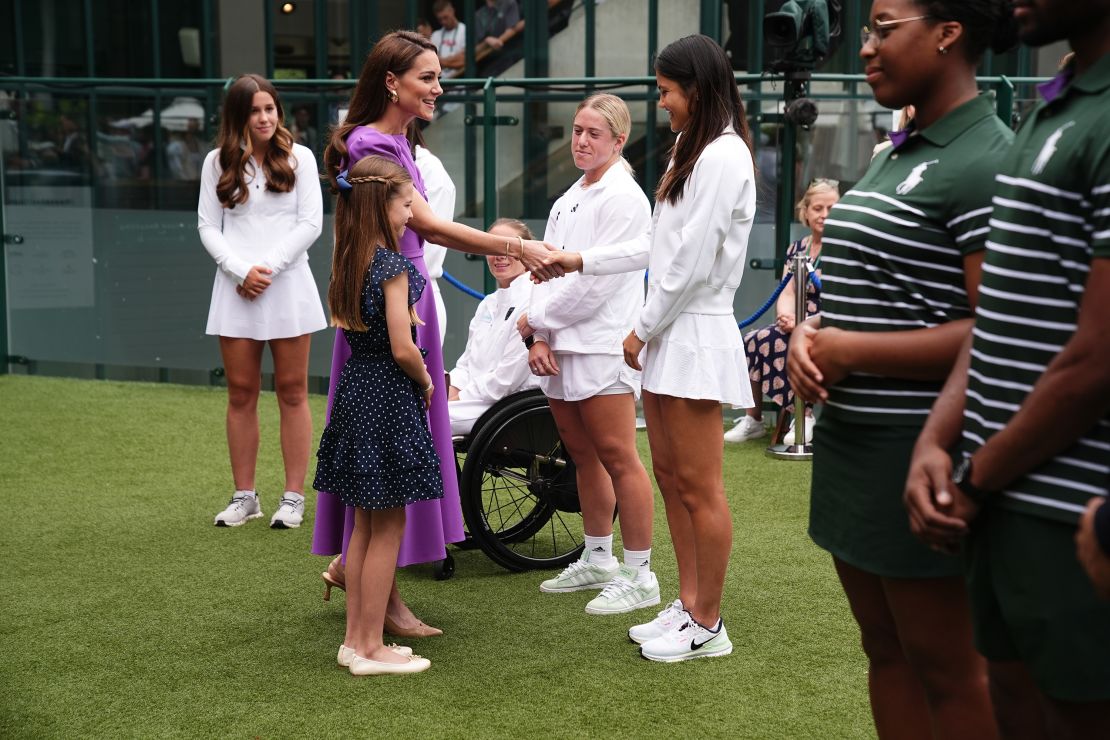 The Princess of Wales and Princess Charlotte met British tennis players, including Emma Raducanu.