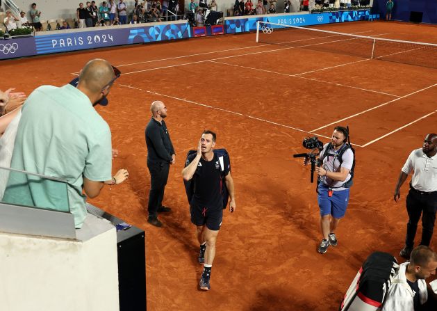 A tearful Andy Murray leaves the court after he and doubles partner Dan Evans <a href="https://www.cnn.com/sport/live-news/paris-olympics-news-2024-08-01-24#h_666b46801978ce38d8ed74bad5a0ca5d">lost in the quarterfinals</a> on August 1. Murray, a three-time grand slam winner, is retiring from the sport.