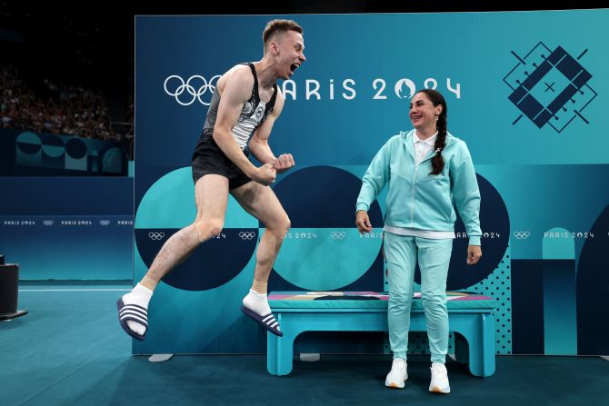 <a href="https://www.cnn.com/sport/live-news/paris-olympics-news-2024-08-02-24#h_c2705dacd0e2a7e0dec57589499fcf57">Ivan Litvinovich</a> celebrates winning the gold medal in the men's trampoline on August 2. Litvinovich, who is from Belarus, became the first <a href="https://www.cnn.com/2024/03/20/sport/russian-belarusian-athletes-opening-ceremony-paris-2024-spt-intl/index.html">individual neutral athlete</a> to win a gold medal at the Paris Games. Amid the <a href="https://www.cnn.com/world/europe/ukraine">ongoing war in Ukraine</a>, the International Olympic Committee <a href="https://www.cnn.com/2023/12/08/sport/russian-belarusian-athletes-olympics-paris-2024-spt-intl/index.html">announced in December</a> that Russian and Belarusian athletes would only be eligible to compete as individual neutral athletes at this year’s Olympics.