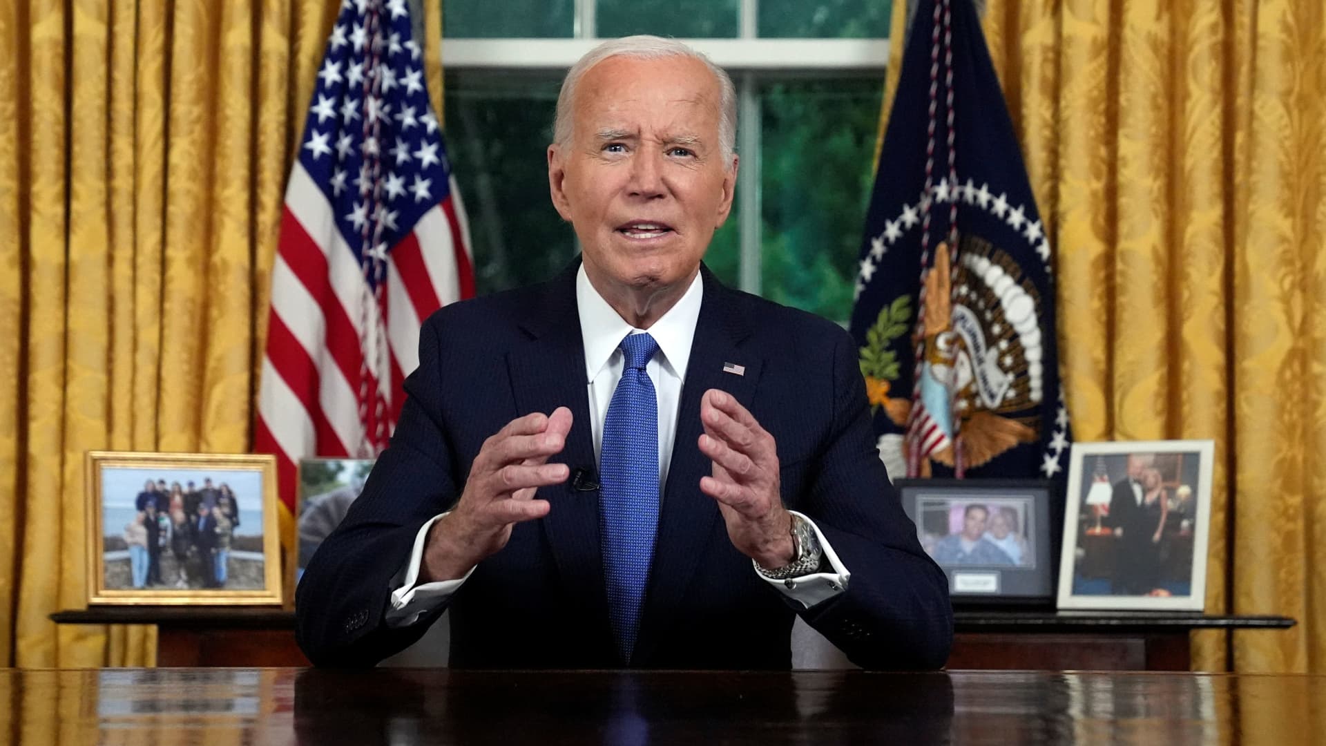 Biden says he put ‘personal ambition’ aside to ‘pass the torch’ to Harris for Trump battle