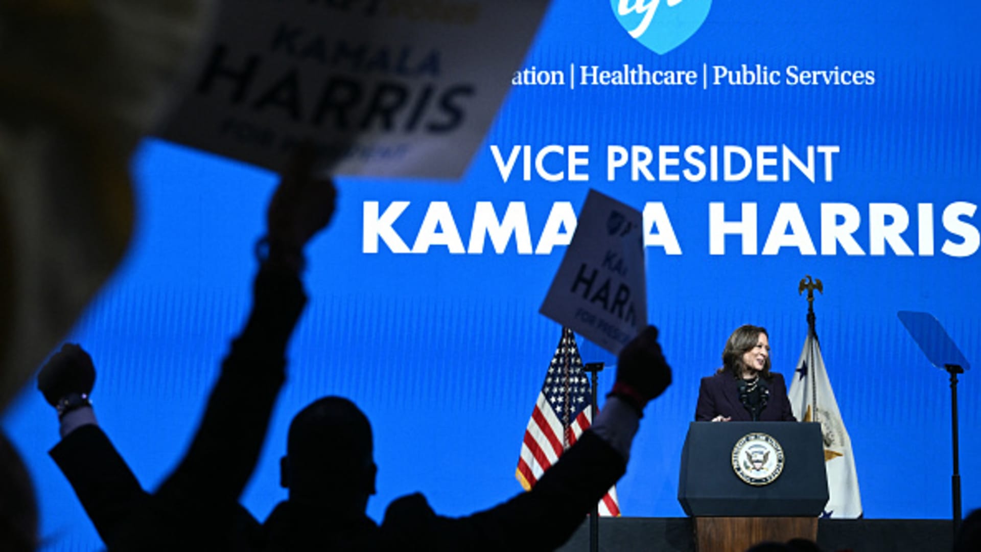 Harris blasts Trump vision as one of ‘chaos, fear and hate’ in fiery teachers union speech