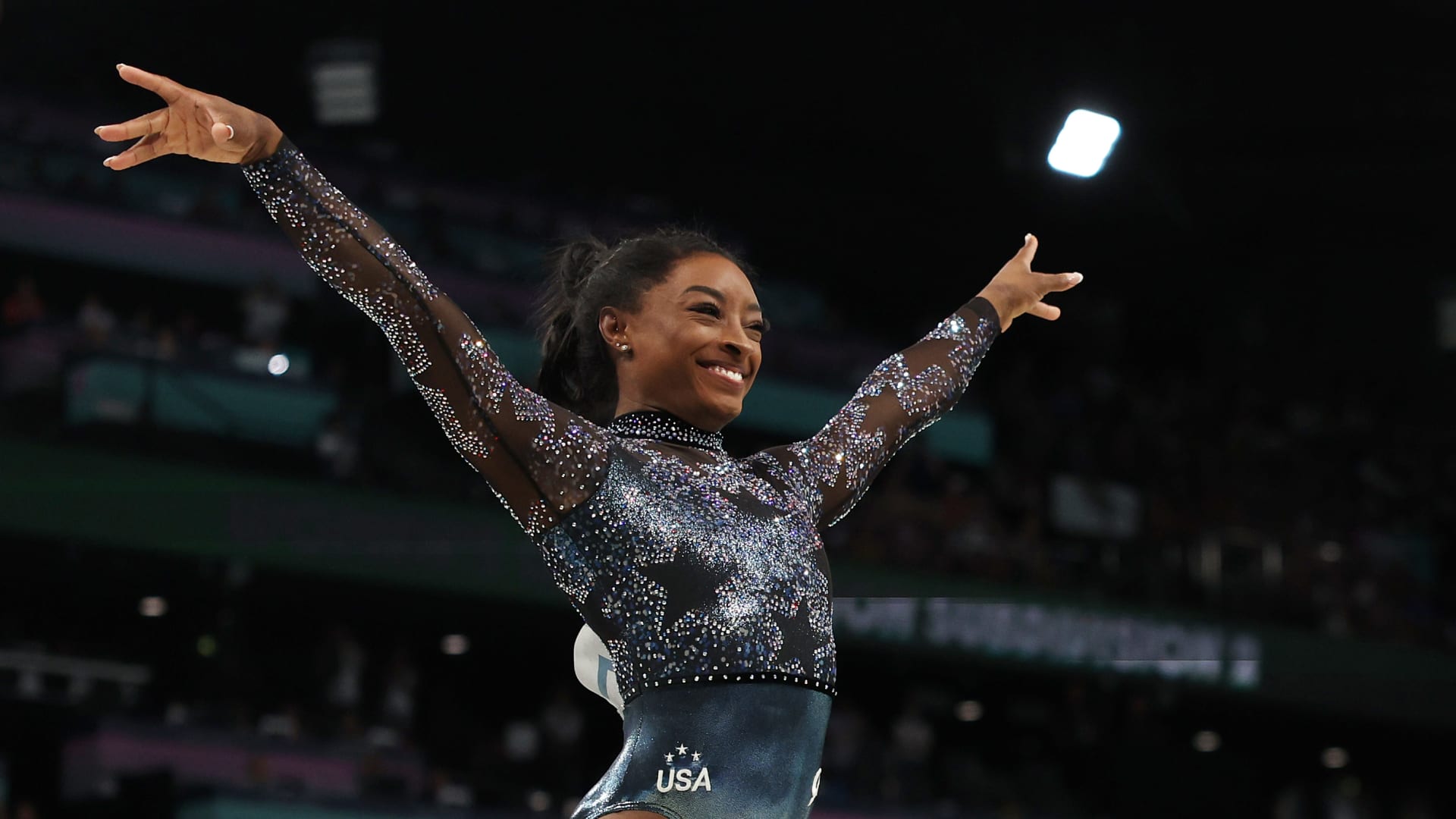 ‘I love my black job’: Simone Biles takes apparent swipe at Trump after winning Olympics gold