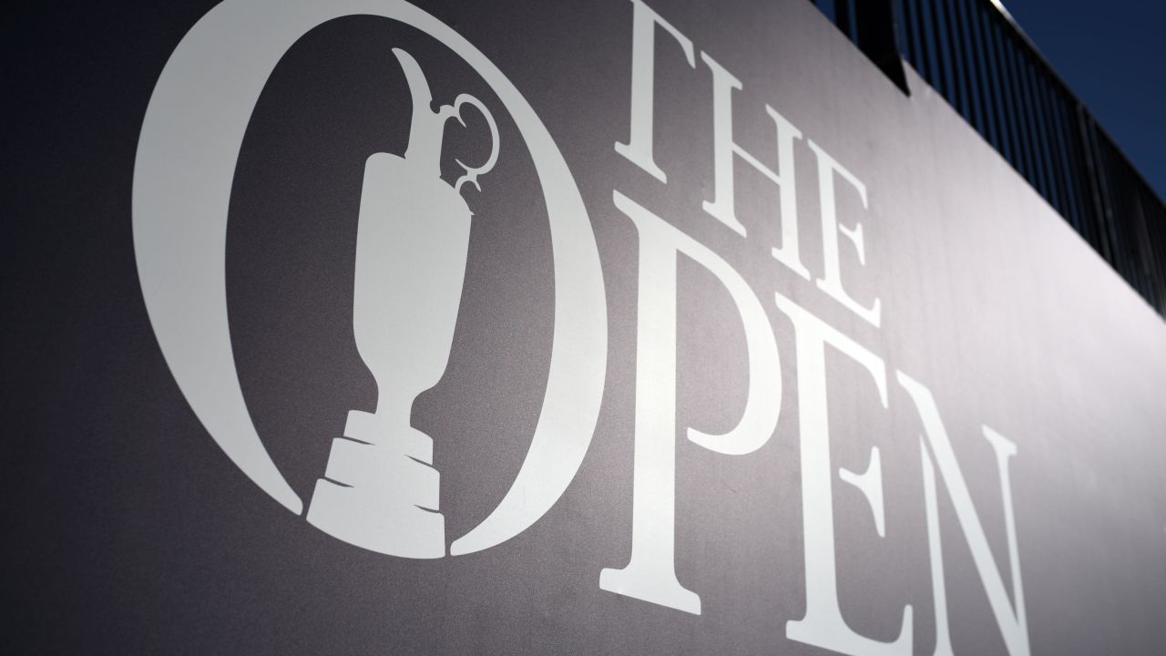 The Open signage is seen on the first day of the Open Golf Championship at Royal Birkdale golf course near Southport in north west England on July 20, 2017. / AFP PHOTO / Oli SCARFF / RESTRICTED TO EDITORIAL USE        (Photo credit should read OLI SCARFF/AFP/Getty Images)