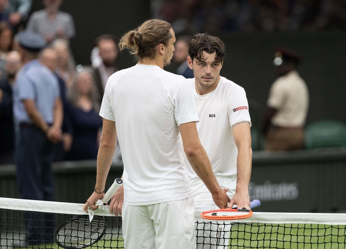 Fritz and Zverev had a long exchange at the net following the five-set thriller.