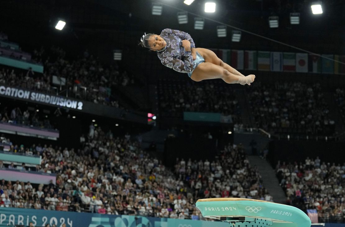 Chiles performs on the vault during qualification on July 28.