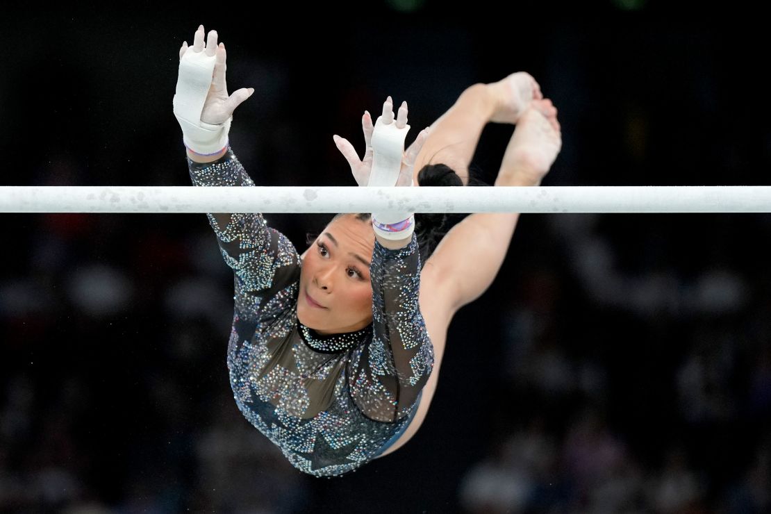 Lee competes on the uneven bars during a gymnastics qualification round on July 28.