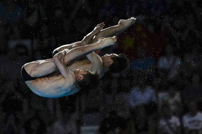 Chinese divers Lian Junjie and Yang Hao compete in the synchronized 10-meter platform event on July 29. The duo <a href="https://www.cnn.com/sport/live-news/paris-olympics-news-2024-07-29#h_1b74e8a24710ae8d977ed3ee2a39aa47">recorded the highest score</a> in every round to win the gold medal.