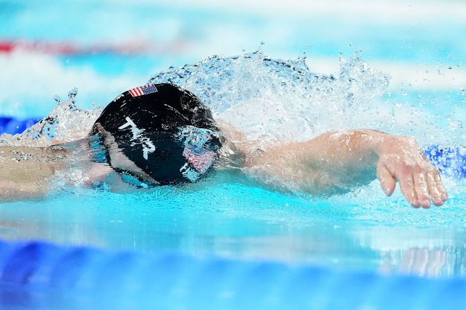 American swimmer Bobby Finke competes in the 1,500-meter freestyle final on August 4. <a href="https://www.cnn.com/sport/live-news/paris-olympics-news-2024-08-04#h_76333bf729a81ec143b5b1639d0ade99">Finke smashed the world record on his way to gold</a>, finishing with a time of 14:30.67.