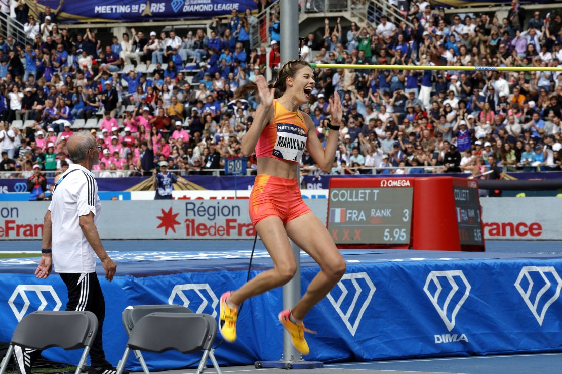 Ukraine's Yaroslava Mahuchikh broke the world record in the women's high jump.