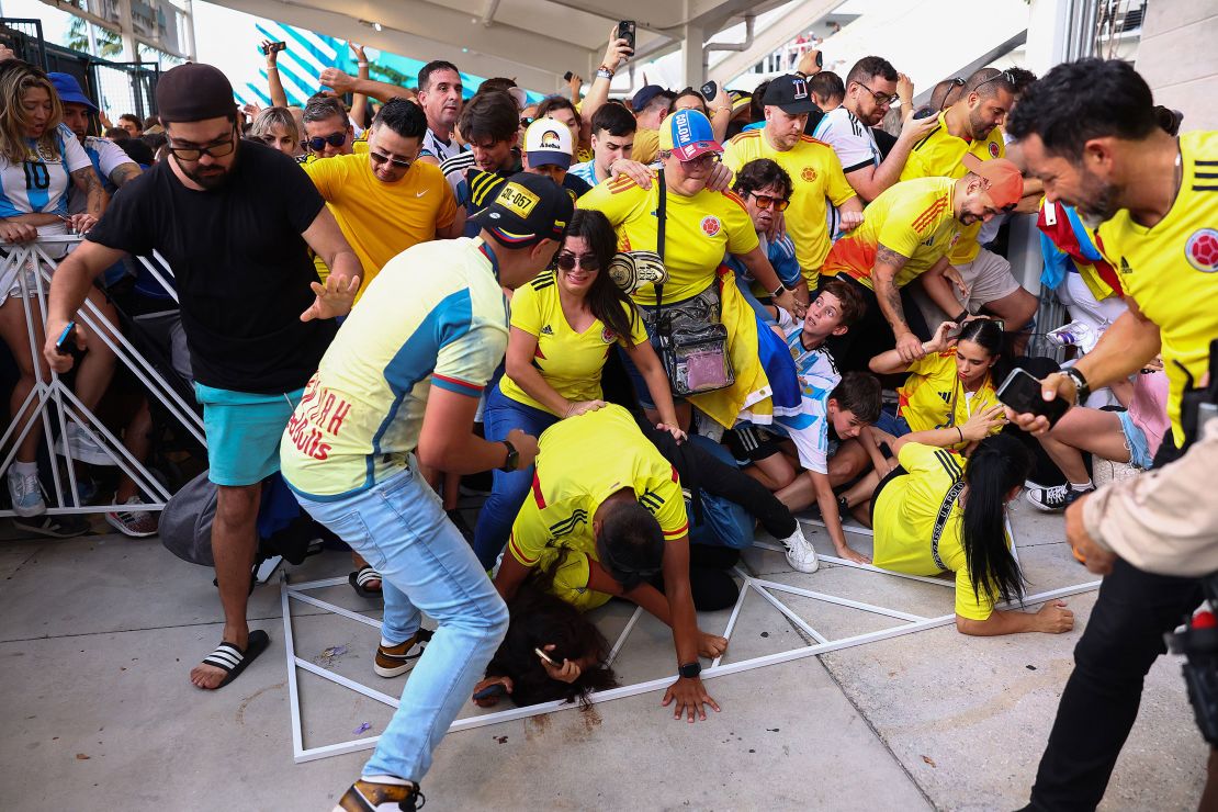 Fans without tickets forced their way into the stadium.