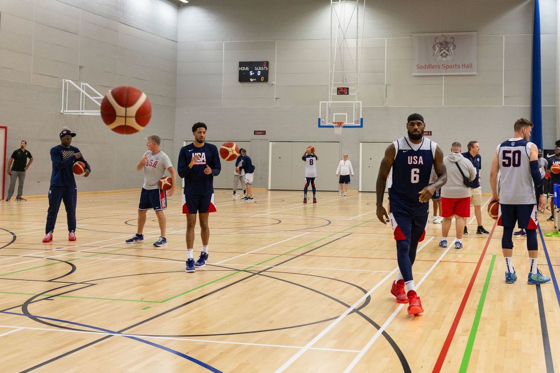 LeBron James and Team USA practiced in London before heading to Paris.