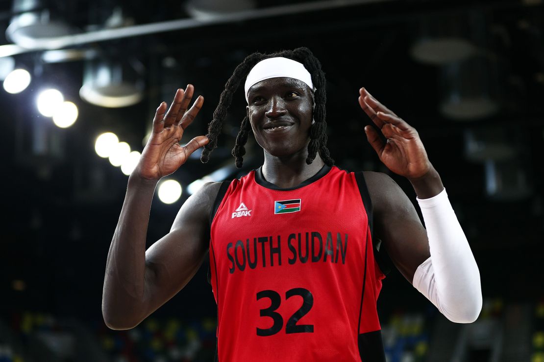 Gabriel celebrates after a victory against Great Britain in an Olympic warmup match last Thursday.