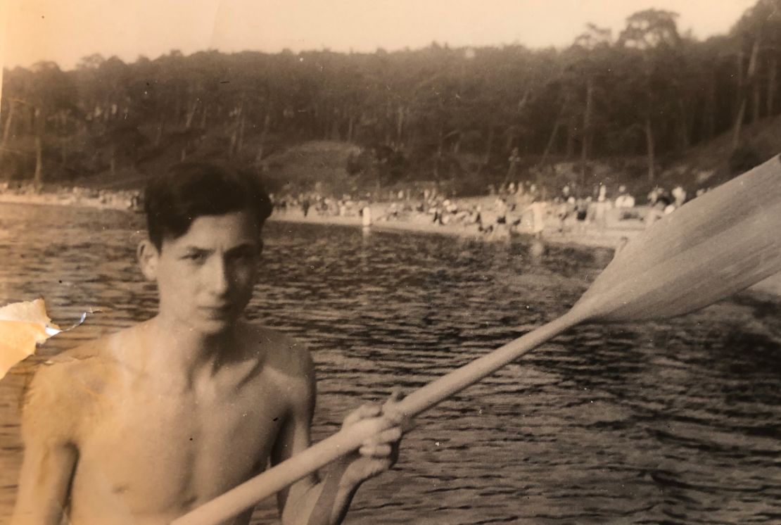 Freeman as a teenager canoeing on one of Berlin’s many lakes.