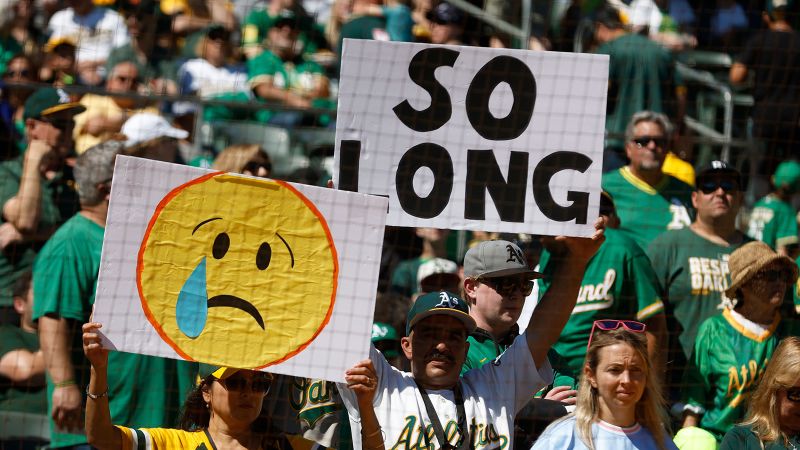 ‘Today there is crying in baseball’: Athletics bid farewell to Oakland with one final victory