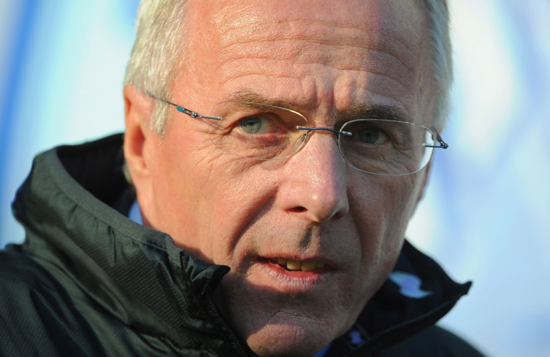 Eriksson looks on during a match during his time as Leicester City manager in 2011.