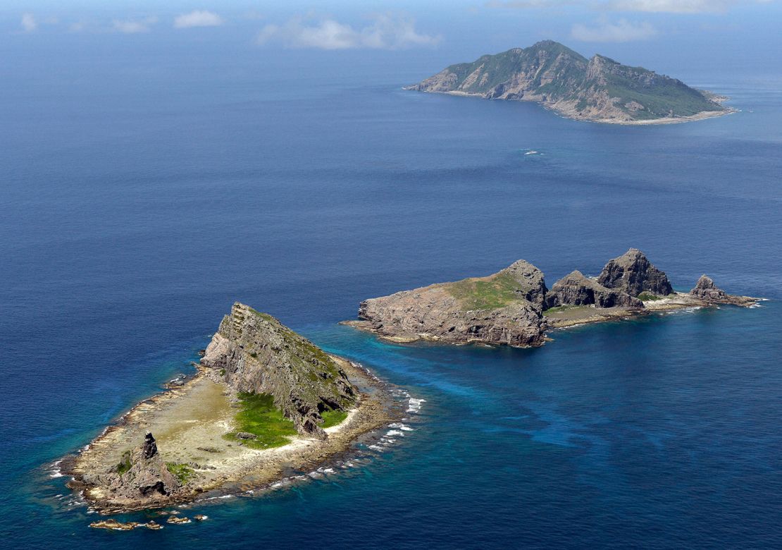 A group of disputed islands, known as Senkaku in Japan and Diaoyu in China, is seen in the East China Sea on September 2012.