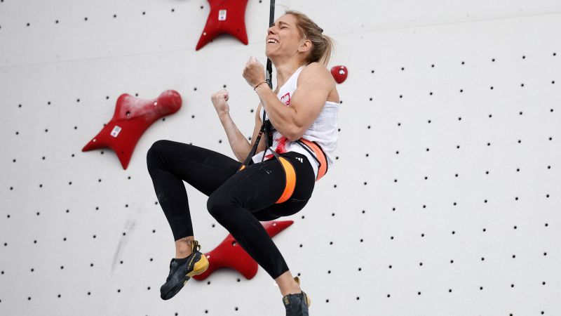 Aleksandra Mirosław celebrates ‘dream come true moment’ as first speed climbing gold medalist in Olympic history