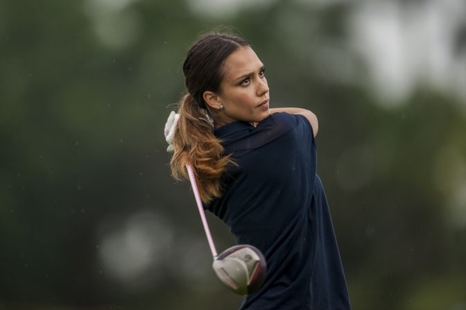 <strong>Jessica Alba:</strong> The Hollywood actress is a known golf enthusiast, and in 2014 went searching for an Alba-tross at the Mission Hills Celebrity golf Pro-Am on the Southern Chinese island of Hainan [pictured].