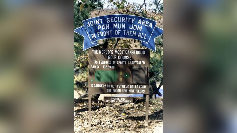 Dubbed "The World's Most Dangerous Golf Course," <strong>Camp Bonifas' </strong>one-hole course is set at a military garrison just a stone's throw away from the Demilitarized Zone that divides North and South Korea. Barbed wire and trenches ring the fairways, and a stray ball once detonated a land mine, <a href="https://www.washingtonpost.com/archive/lifestyle/travel/1998/01/11/borderline-absurdity/2ea80440-64d4-47dc-a79d-4a50446ada78/" target="_blank" target="_blank">according</a> to a 1998 Washington Post article.